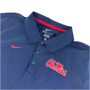 Nike Ole Miss Dri Fit Polo Shirt Mens Large Navy Blue